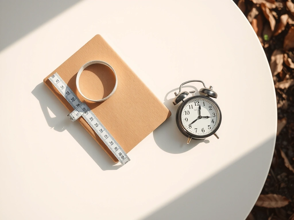 Werkzeuge: Maßband, Notizblock, Uhr